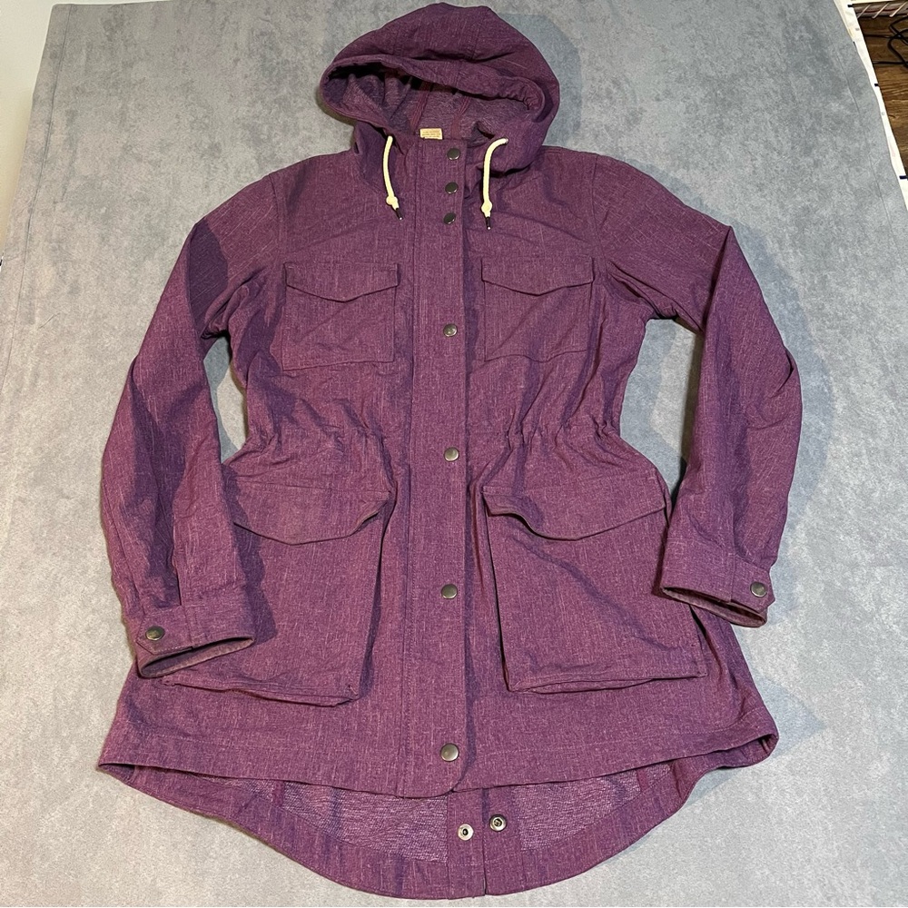 DULUTH Mist Master Heather Grey Full Zip Hood Parka Jacket Size XS Outdoor Lined